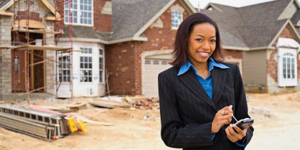 Female surveyor on site