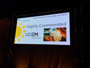 Highly commended award image on the large screen