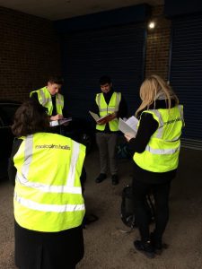 Daniel on site in Watford with a group of graduates