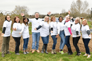 Group shot of staff before they start working