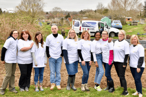 Group shot of staff before they start working