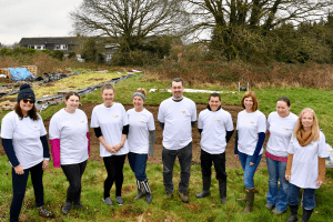 Group shot of staff before they start working