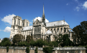 Notre-Dame before the fire in bright sunlight