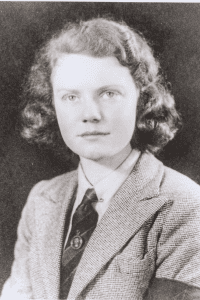 A black and white photo of Doreen Thorp