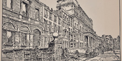 Drawing of Lincoln's Inn Fields by Mr Hanslip Fletcher