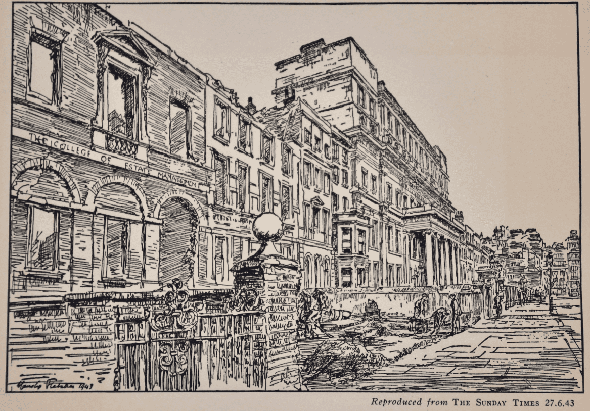 Drawing of Lincoln's Inn Fields by Mr Hanslip Fletcher