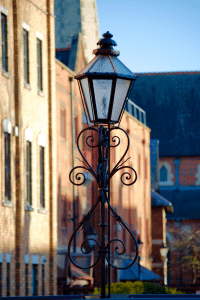 An image of the UCEM lamp in its current guise on the patio outside our Horizons HQ in Reading