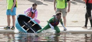 Charlie Pinnell taking to the water for the Coracle World Championships