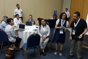 Renuka working with the other researchers