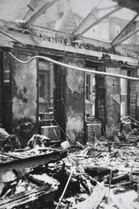 An internal view of the damage at 35 Lincoln's Inn Fields after the blitz