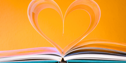 Pages in a book shaped to look like a heart