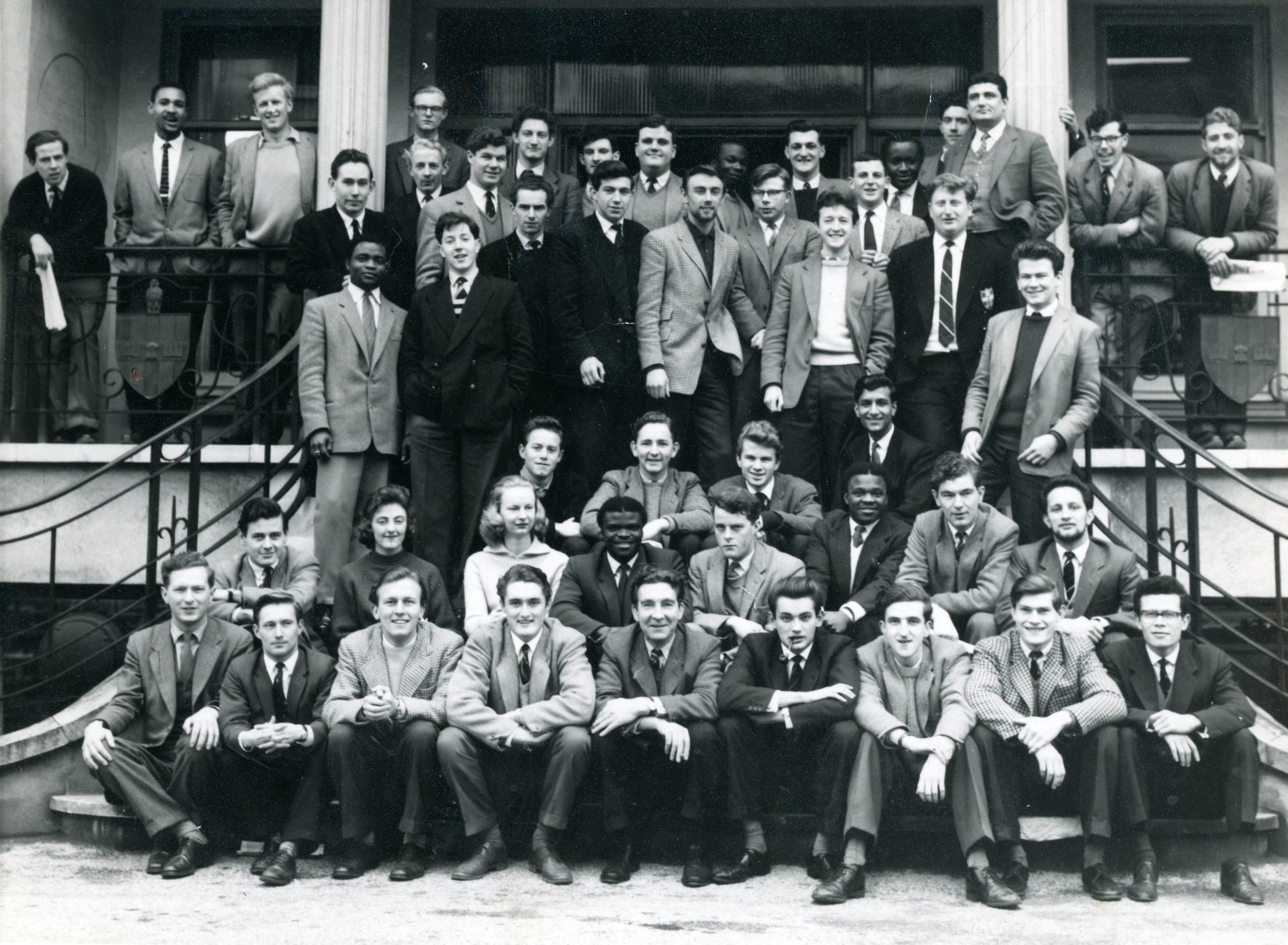 Students pictured outside CEM’s St Alban’s Grove premises in 1962 featuring UCEM alumnus Michael Sander