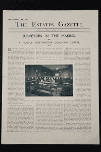 An article in Estates Gazette in 1910 about the surveyor training centre in London run by Parry, Adkin and Parry