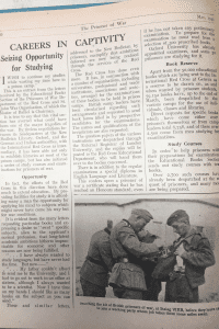 A newspaper article about study options for Prisoners of War in WW2