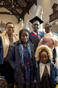 A celebrating family at the December 2019 UCEM Graduation
