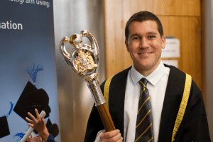 December 2019 UCEM Graduation Mace Bearer, Geth Edwards