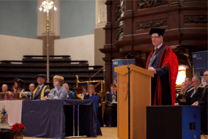 UCEM Vice Chair, Dr Stephen Jackson, speaking at the December 2019 UCEM Graduation