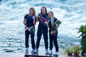 Ottilie on the podium with her gold medal