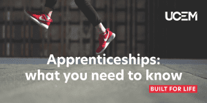 Image of someone jumping on concrete with the title: Apprenticeships: what you need to know