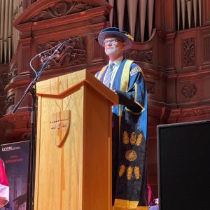 Ashley Wheaton speaking to the graduands