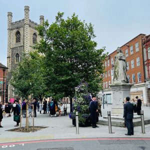 Graduates outside the town hall