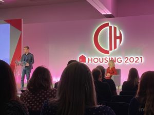 Andy Burnham speaking at Housing 2021
