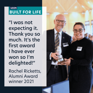 Rachel Ricketts accepts Alumni Award