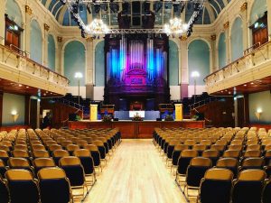 View of the stage in The Concert Hall