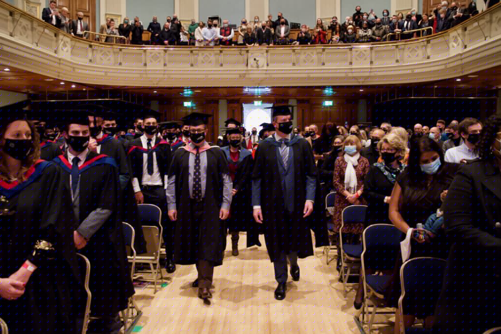 The academic procession enters The Concert Hall