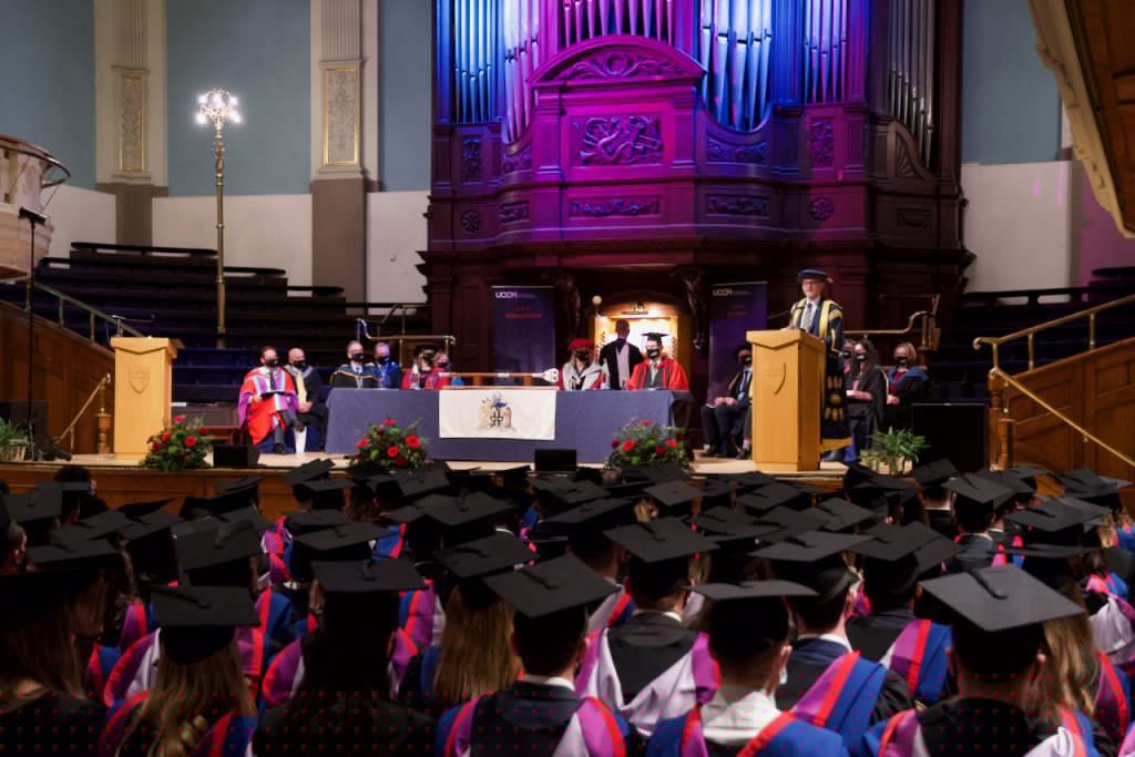 A view of the graduands from the back of The Concert Hall