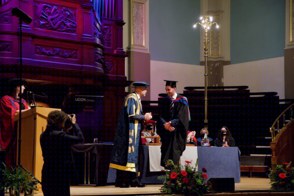 A graduand on the stage