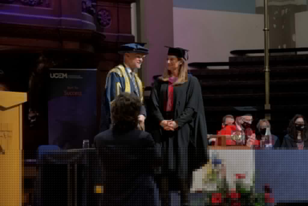 A graduand on the stage