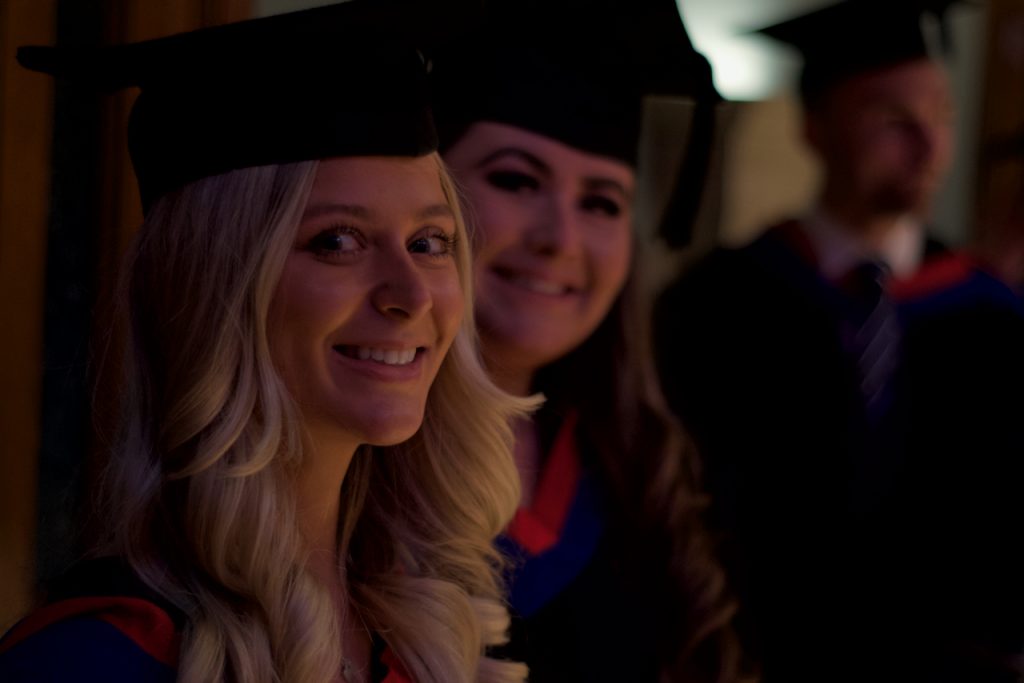 Graduands waiting to be called onto the stage