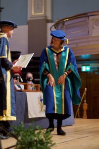 Sadie Morgan collects her honorary doctorate