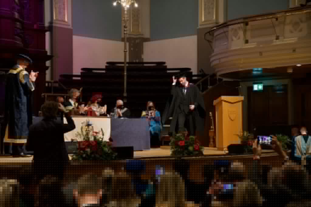 A graduand on the stage