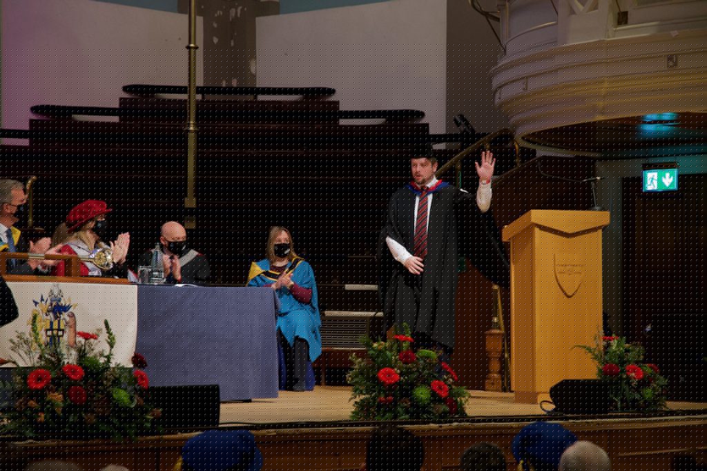 A graduand on the stage
