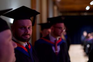 Graduands waiting to be called to the stage