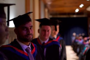 Graduands waiting to be called to the stage