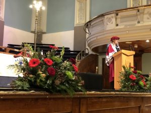 Amanda Clack speaking at graduation