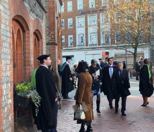 Graduands and guests arrive at Reading Town Hall