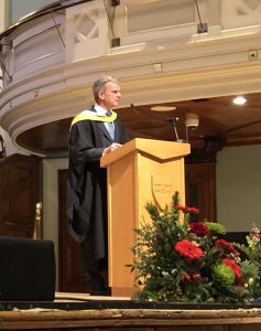 Andrew Hynard addressing the graduands