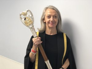 Sally Head with the mace