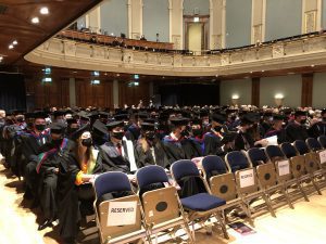 Graduands sat in the Concert Hall