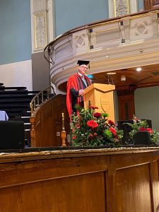 Dr Stephen Jackson addressing the graduands