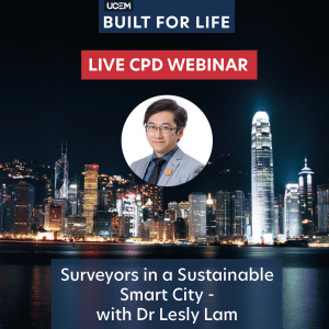 Surveyors in a Sustainable Smart City webinar Instagram graphic